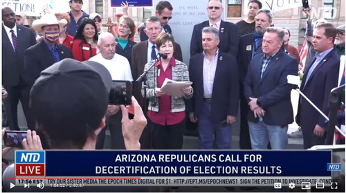 Image for article Arizona'da Düzenlenen Mitingle Milletvekilleri Arizona’nın 2020 Başkanlık Seçim Sonucunun İptal Edilmesi Çağrısında Bulundular