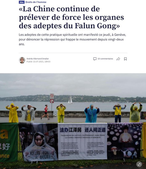 Image for article Tribune de Genève Gazetesinin Haberi, Falun Gong Uygulayıcılarından Devam Eden Zorla Organ Toplanmasını Öne Çıkardı