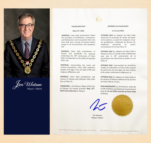 Image for article Ottawa, Kanada: Belediye Başkanı Falun Dafa Günü İlan Etti ve Parlamento Üyesi Destek Mektubu Gönderdi