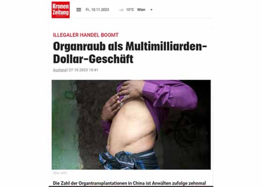 Image for article Avusturya: Zorla Organ Toplamayla İlgili Medya Haberi: “Çin Komünist Rejiminin Suç Ortağı Olmayın”