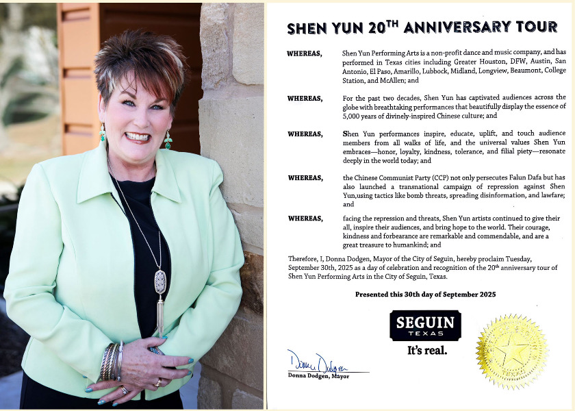 Image for article ​Teksas: Sequin Belediye Başkanı Shen Yun İçin Bildiri Yayımladı