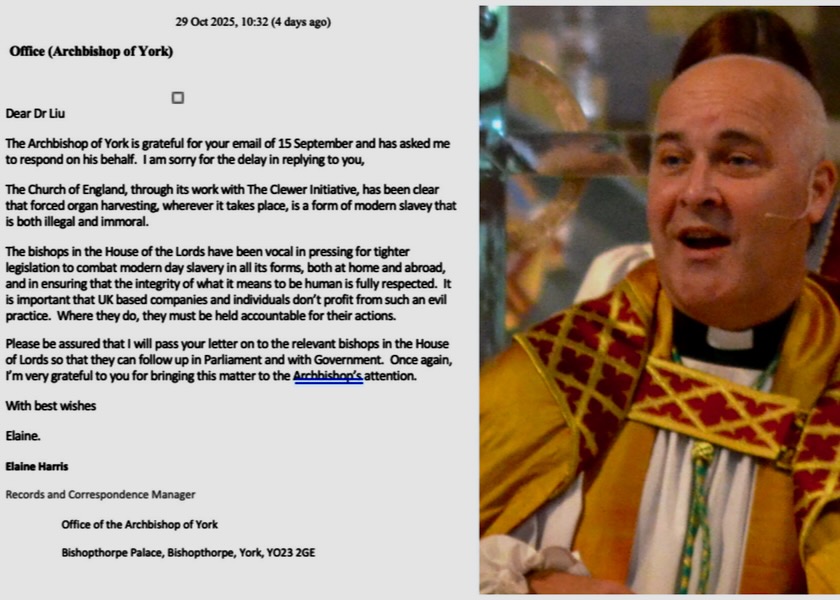 Image for article York Başpiskoposu: Zorla Organ Toplama Hem Yasadışı Hem de Ahlaka Aykırı